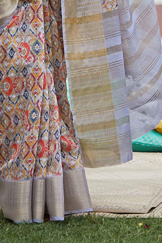 Multicolor Digital Printed Linen Blend Saree Linen Saree Multicolor Digital Printed Linen Saree saree online