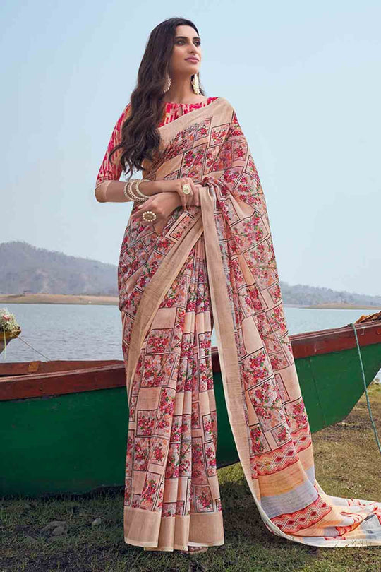 Multicolour Linen Blend Saree linen saree