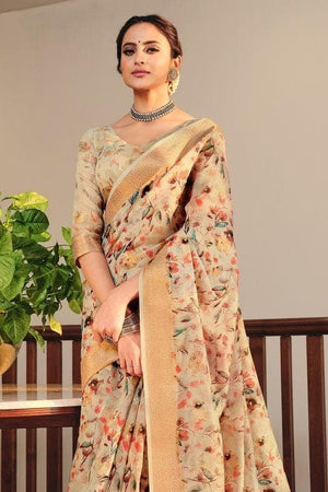 Linen Saree Oat Yellow Linen Saree saree online