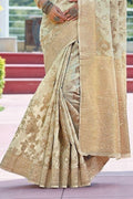 Off White Linen Blend Saree linen sarees