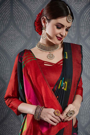 Onyx Black Linen Blend Saree