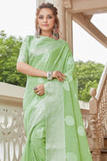 Pear Green Linen Blend Saree linen saree