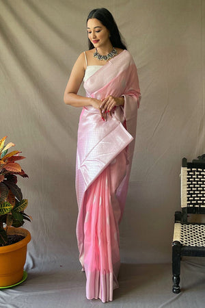 Pink Linen Saree