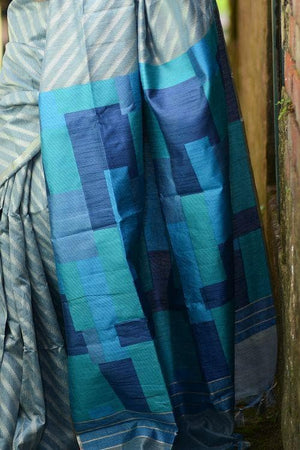 Powder Blue Linen Blend Saree