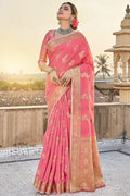 Punch Pink Linen Blend Saree Linen Saree Punch Pink Linen Saree saree online