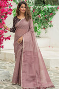 Rosy Brown Linen Blend Saree Rosy Brown Linen Blend Saree