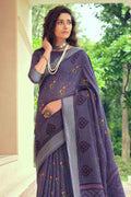 Royal Purple Linen Blend Saree linen saree online