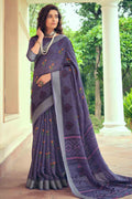 Royal Purple Linen Blend Saree linen saree online