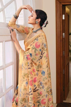 Linen Saree Royal Yellow Linen Saree saree online