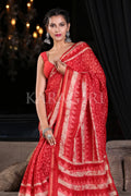 Rufous Red Linen Blend Saree linen