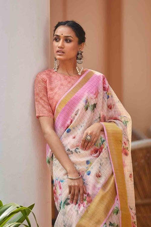 Linen Saree Salt White Linen Saree saree online