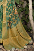 Sea Green Zari Woven Linen Blend Saree Linen Saree Sea Green Zari Woven Linen Saree saree online