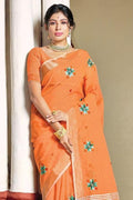 Sherebert Orange Linen Blend Saree linen saree
