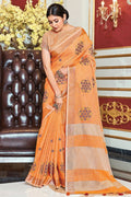 Tangerine Orange Linen Blend Saree sarees online