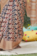 Linen Saree Tawny Brown Digital Printed Linen Saree saree online