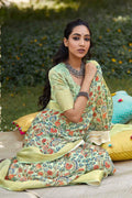 Linen Saree Tea Green Digital Printed Linen Saree saree online