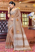 Tortilla Brown Linen Blend Saree Linen Saree Tortilla Brown Linen Saree saree online