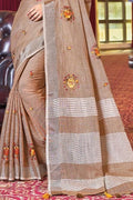 Tortilla Brown Linen Blend Saree Linen Saree Tortilla Brown Linen Saree saree online