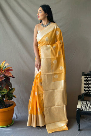 Peach Linen Saree