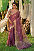 Wine Purple Linen Blend Saree Linen Saree Wine Purple Linen Saree saree online
