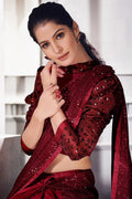 Mahogany Red Lycra Saree silk saree