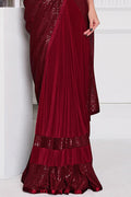 Mahogany Red Lycra Saree sarees online