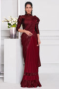 Mahogany Red Lycra Saree lycra saree