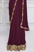 Plum Purple Lycra Saree georgette silk saree