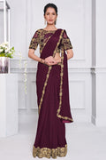 Plum Purple Lycra Saree lycra saree