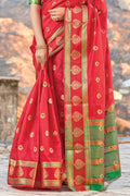 Imperial Red Cotton Saree sarees for girls