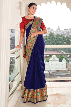 navy blue cotton saree