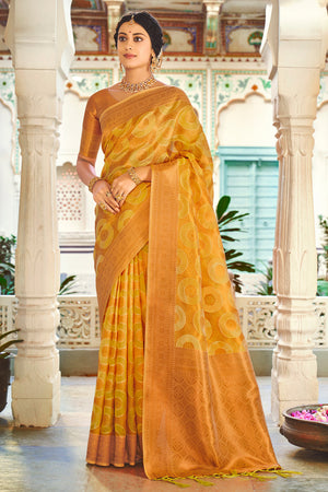 Turmeric Yellow Organza Saree