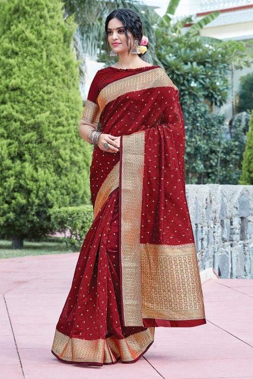 Aesthetic Maroon Organza Saree organza saree