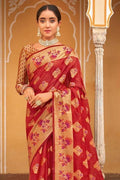 Apple Red Organza Saree organza silk saree