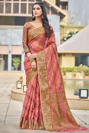 Blush Pink Organza Saree