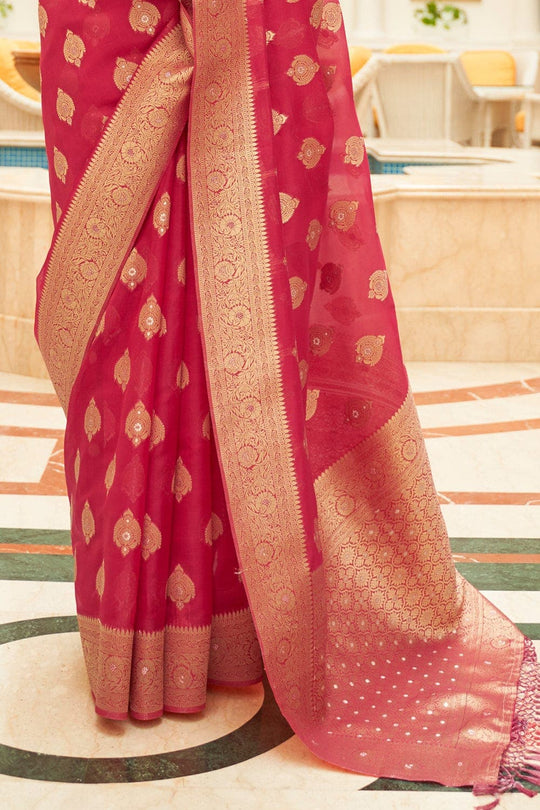 Carnelian Red Organza Saree red saree