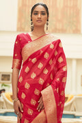 Carnelian Red Organza Saree organza saree online