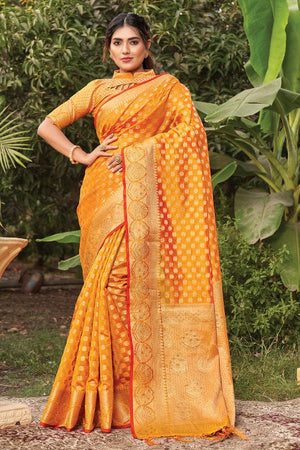 Dandelion Yellow Organza Saree