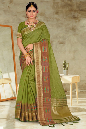 Fern Green Organza Saree