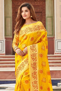 Gold Yellow Organza Saree Organza saree