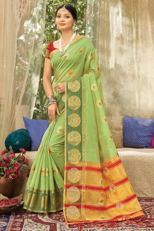 Green Organza Saree