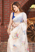 RADHIKA BHARADWAJ in Cream Organza Saree Organza Saree Hazel White Organza Saree saree online