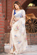 RADHIKA BHARADWAJ in Cream Organza Saree Organza Saree Hazel White Organza Saree saree online