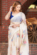 RADHIKA BHARADWAJ in Cream Organza Saree Organza Saree Hazel White Organza Saree saree online