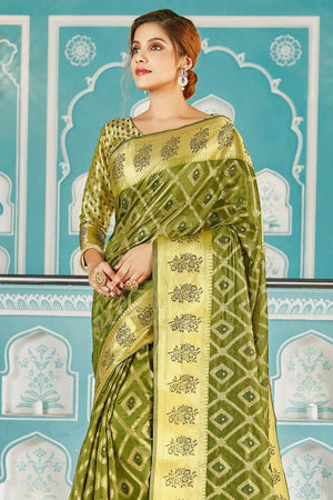 Iguana Green Organza Saree