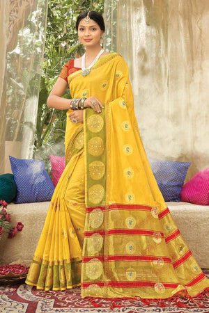 Marigold Yellow Organza Saree