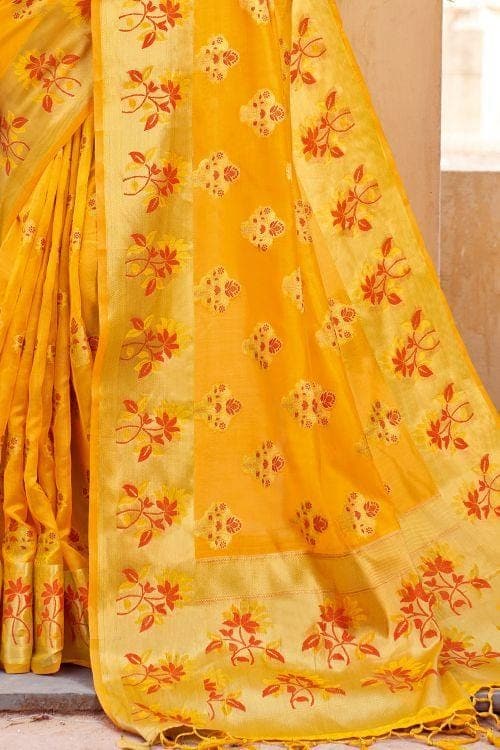 Merigold Yellow Organza Saree organza silk saree online