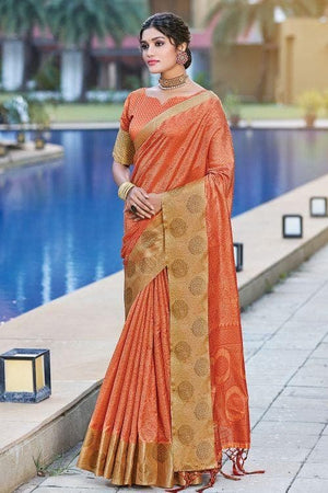 Orange Organza Saree