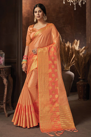 Pumpkin Orange Organza Saree