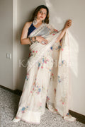 RADHIKA BHARADWAJ in Cream Organza Saree RADHIKA BHARADWAJ in Cream Organza Saree